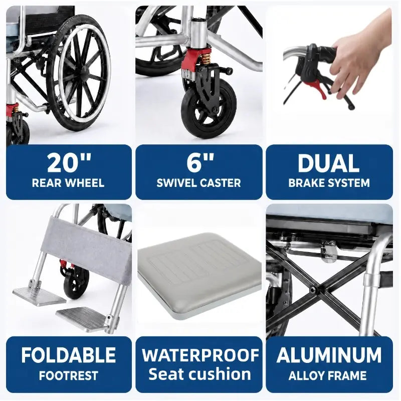 3-in-1 Self-Propelled Shower Commode Wheelchair