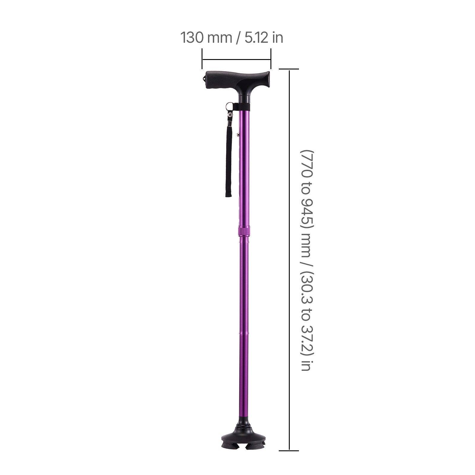 Vevor Adjustable 4-Prong Walking Cane – Stable & Lightweight Mobility Aid