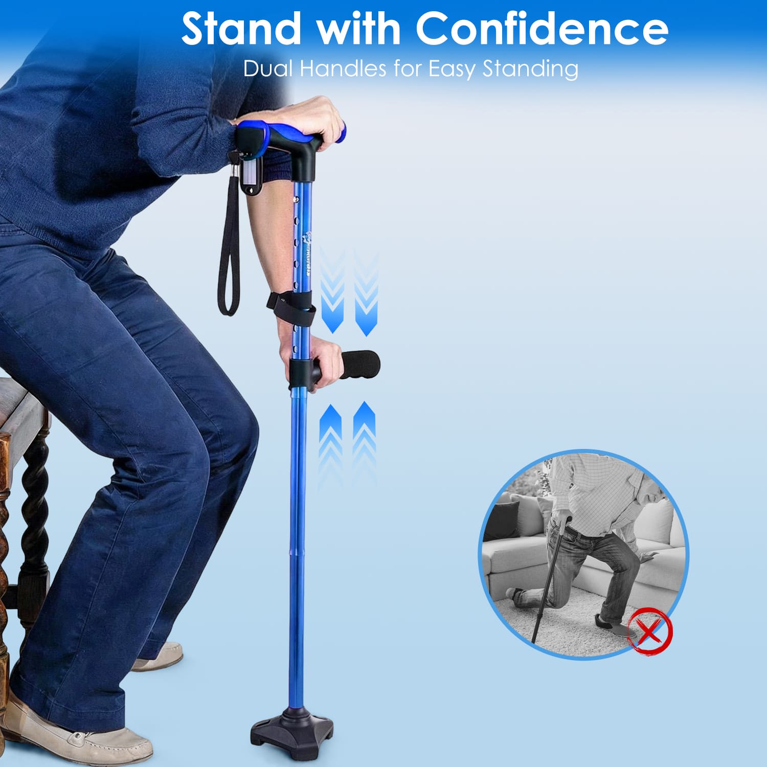 Assist Handle Walking Cane – Foldable, Stylish, 3 Colors for Everyone