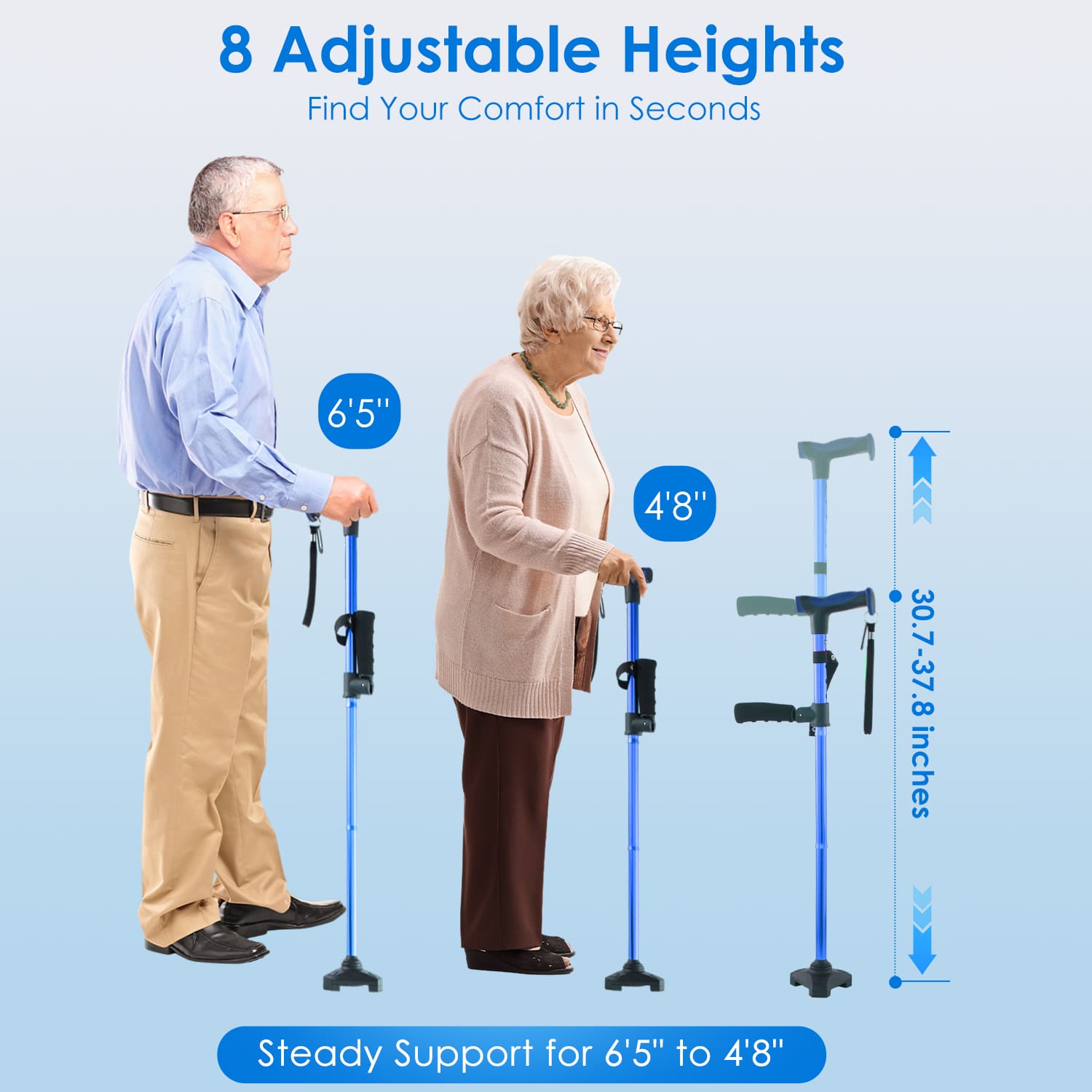 Assist Handle Walking Cane – Foldable, Stylish, 3 Colors for Everyone