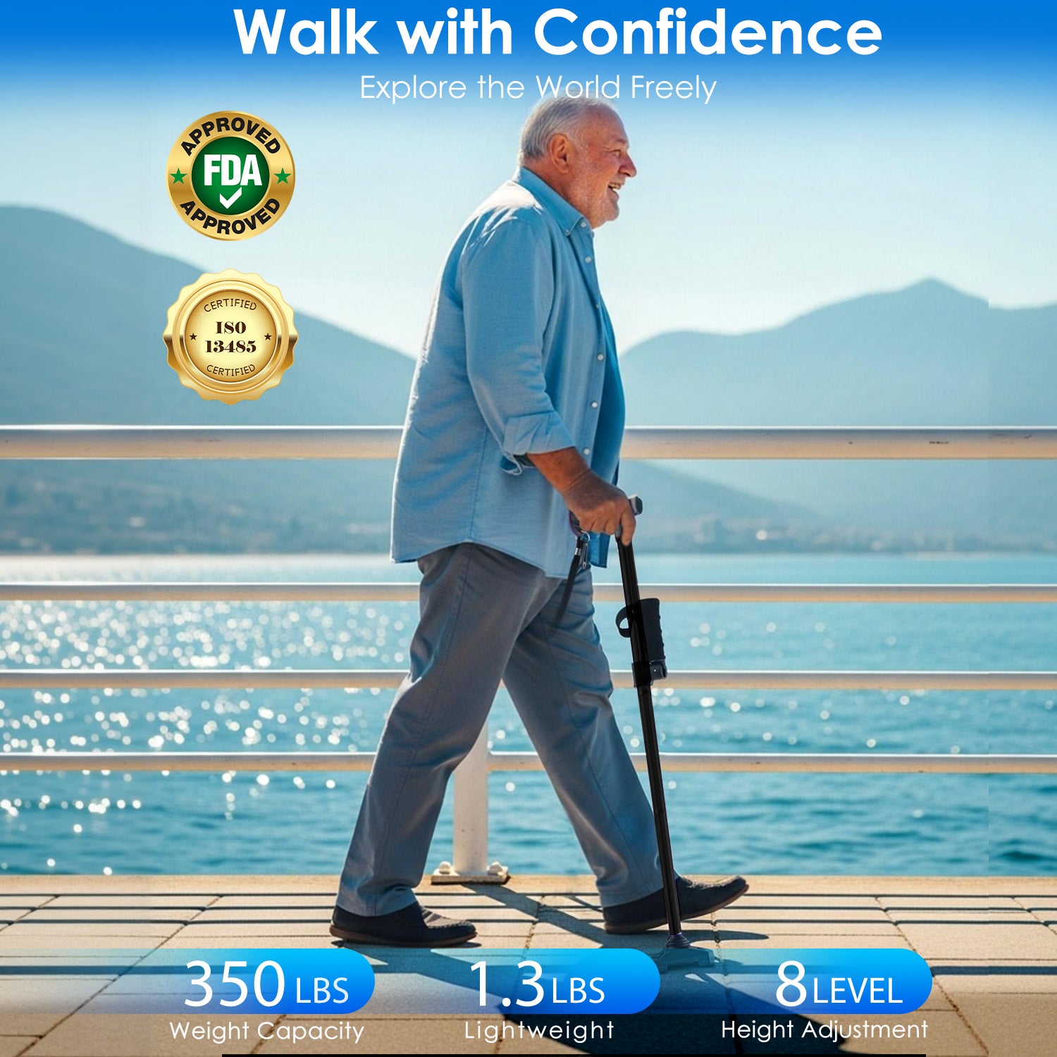 FDA-registered and ISO-certified walking cane#color_black