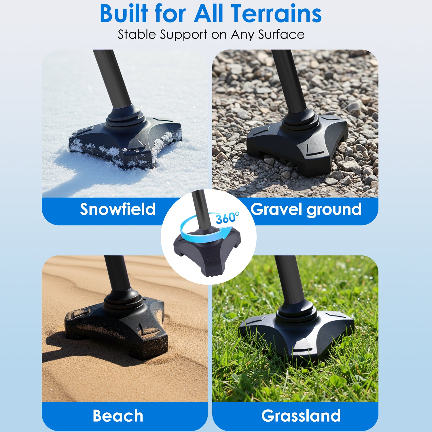 Product with stable support on various terrains including snow, gravel, beach, and grass#color_black