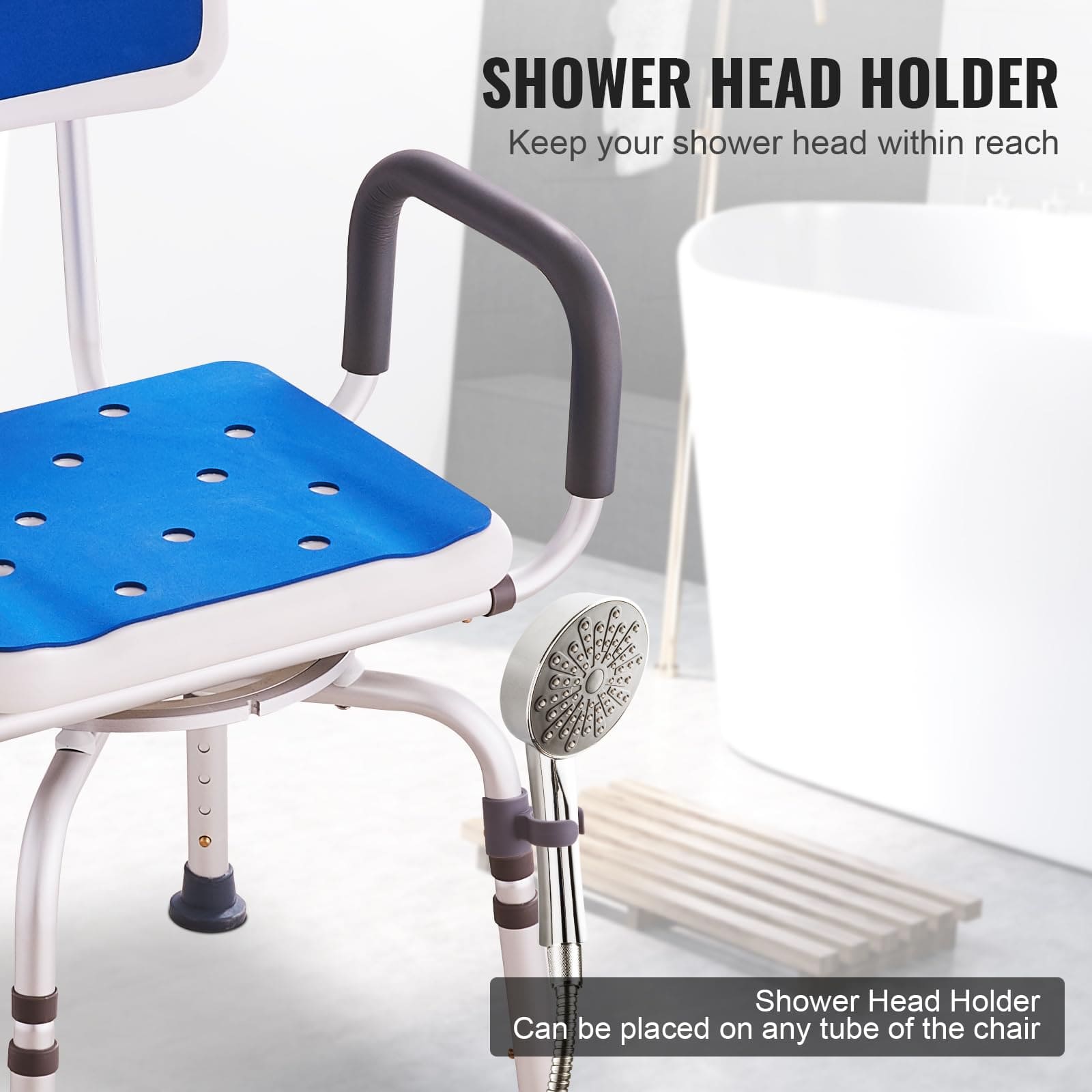360° Swivel Shower Chair, 400lbs Adjustable Bath Seat for Seniors