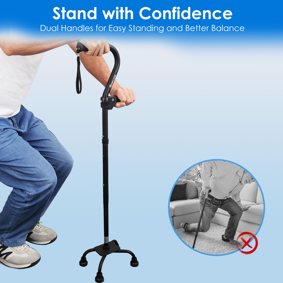Premium All-Terrain Quad Cane with Ergonomic Grip & Stable Base