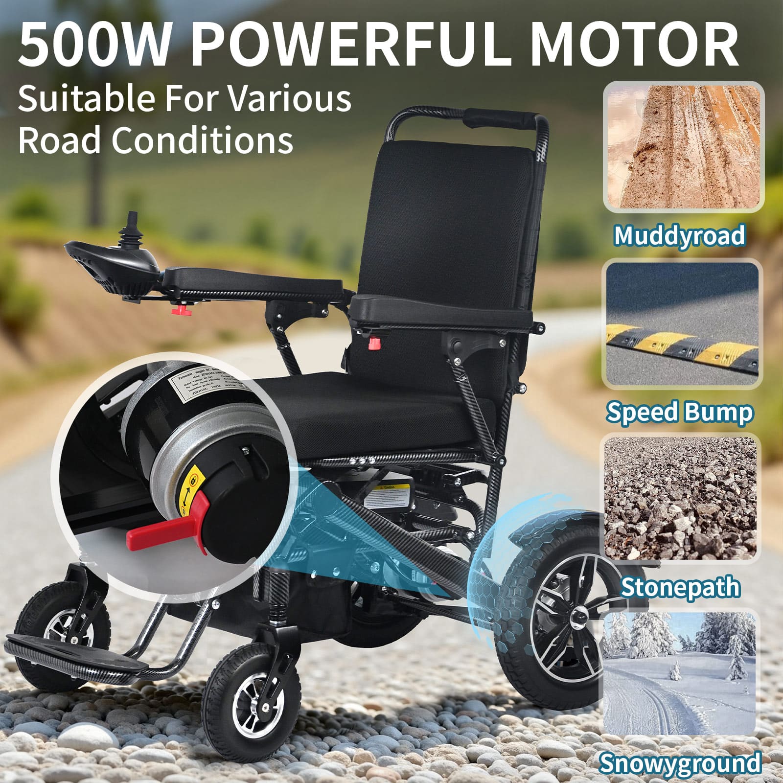 All-Terrain Foldable Electric Wheelchair with Dual Batteries
