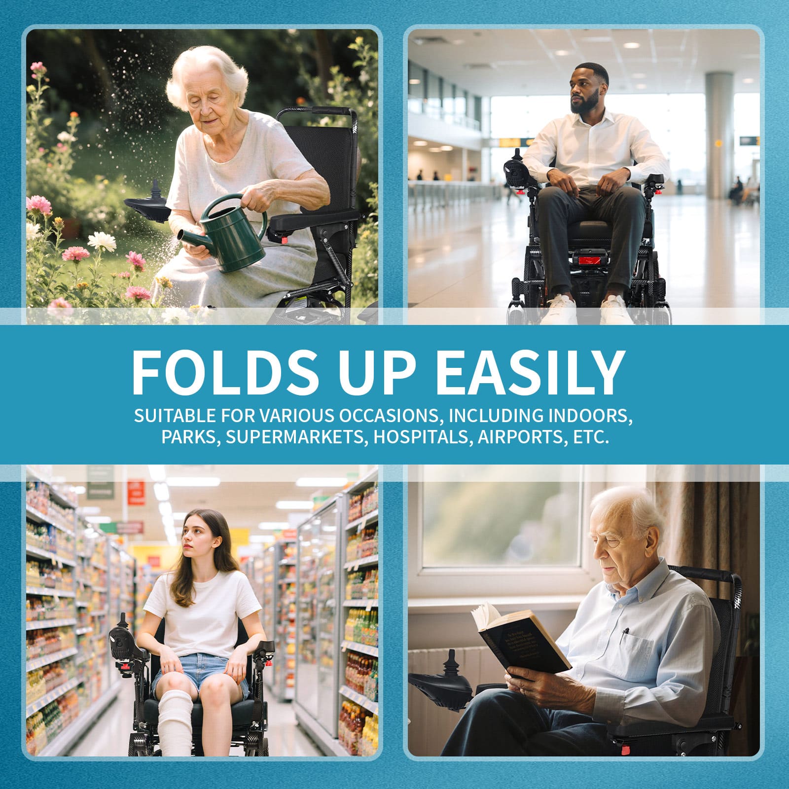 All-Terrain Foldable Electric Wheelchair with Dual Batteries