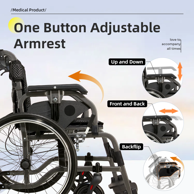 Aluminum Foldable Lightweight Wheelchair – Large Seat & Safe Wheels