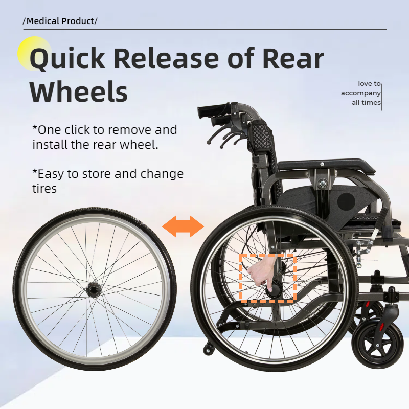 Aluminum Foldable Lightweight Wheelchair – Large Seat & Safe Wheels