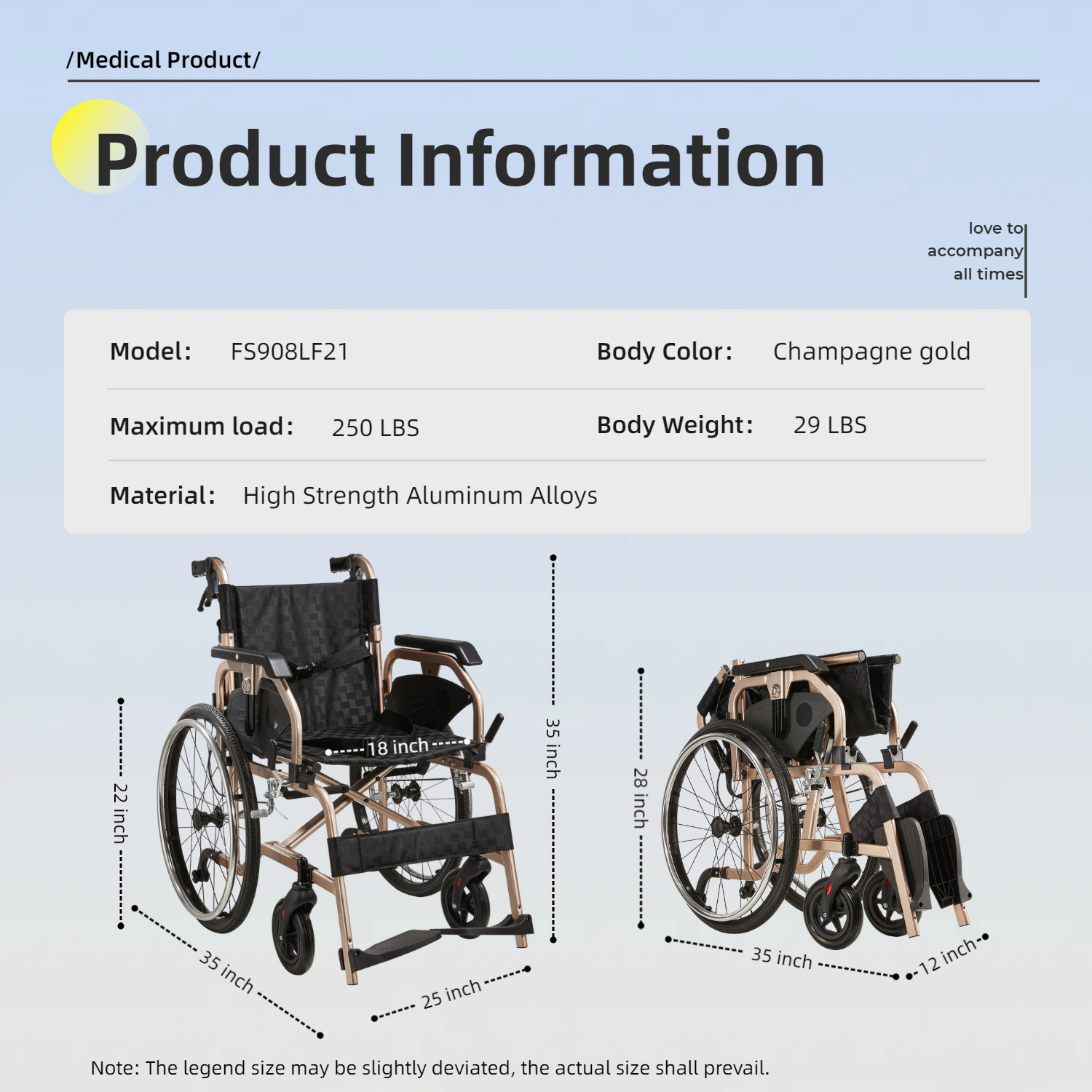 Aluminum Foldable Lightweight Wheelchair – Large Seat & Safe Wheels