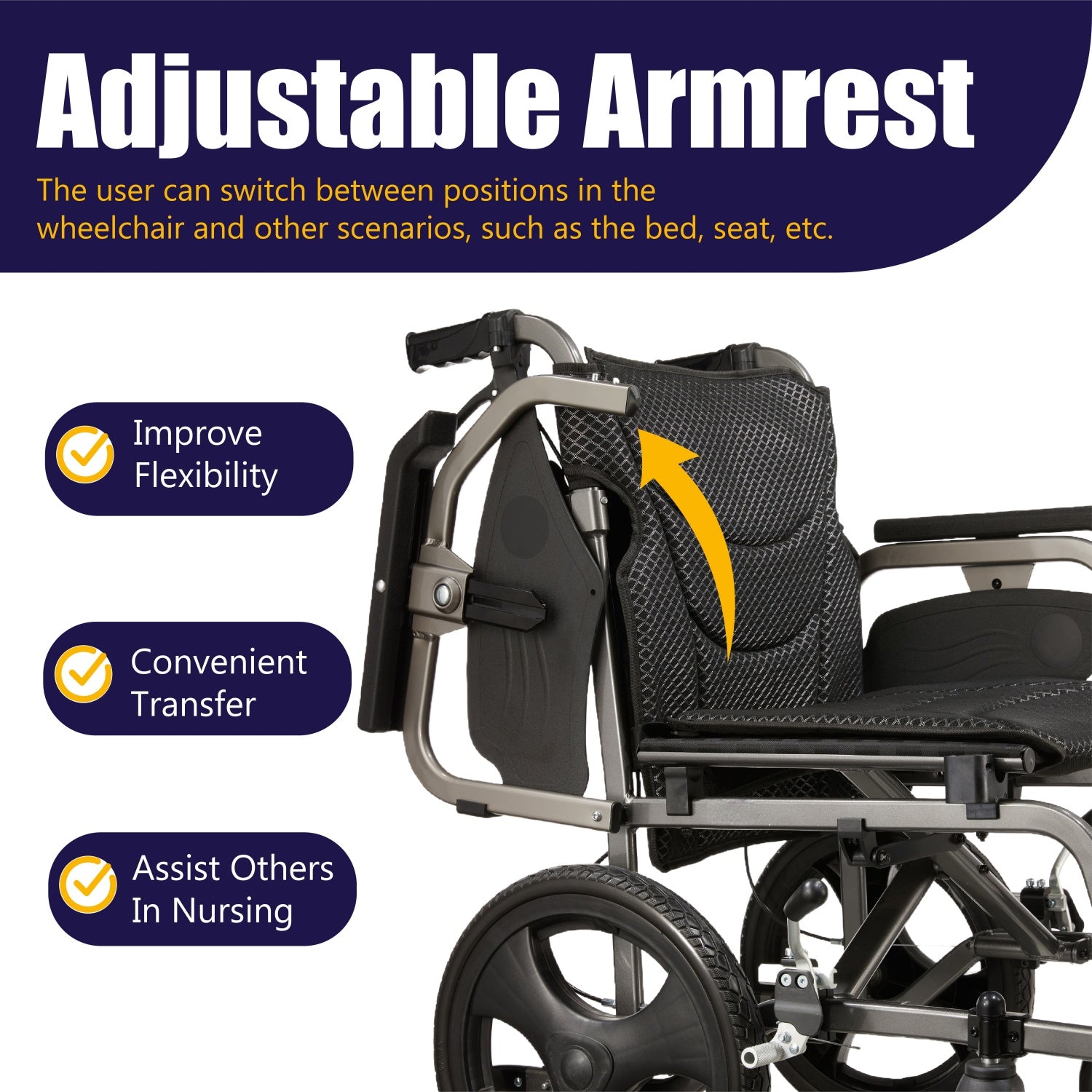 Lightweight Transport Wheelchair – Compact Size, Thick Stable Wheels