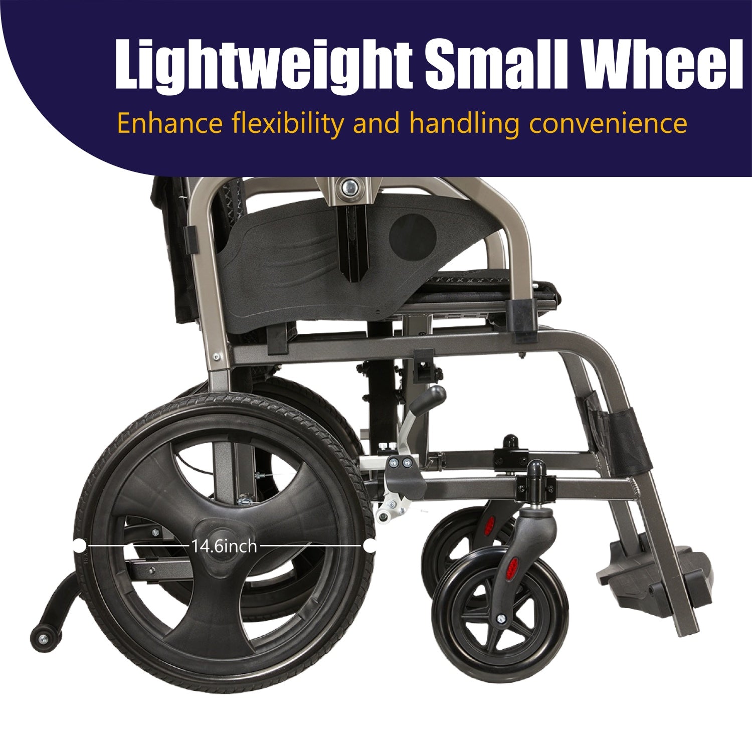 Lightweight Transport Wheelchair – Compact Size, Thick Stable Wheels
