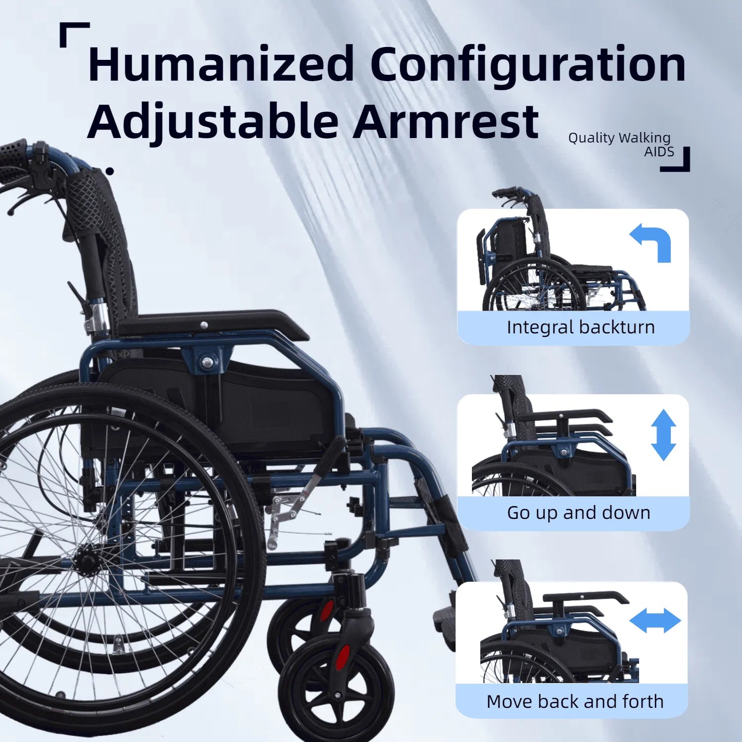 wheelchair with adjustable handrail