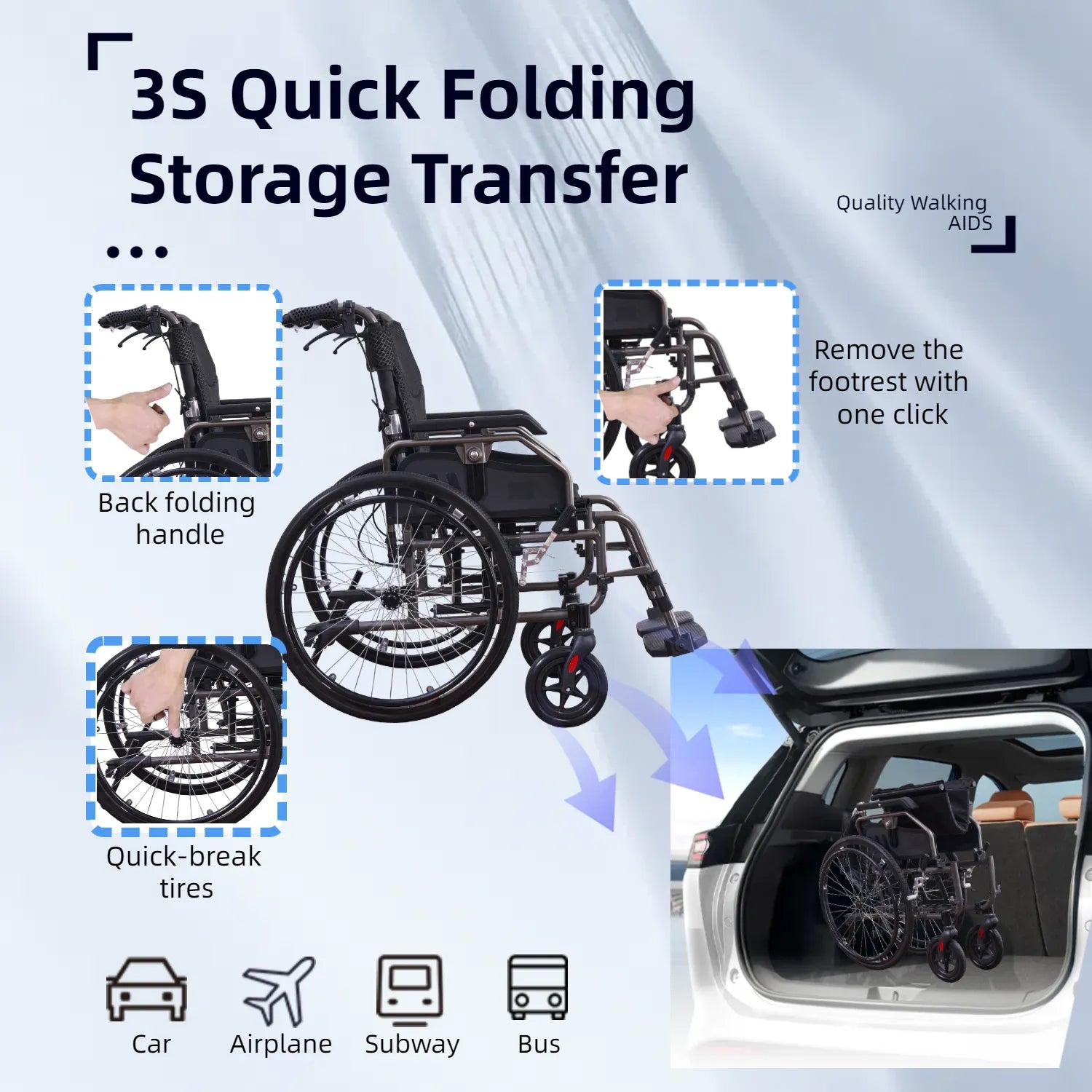 wheelchair with foldable design