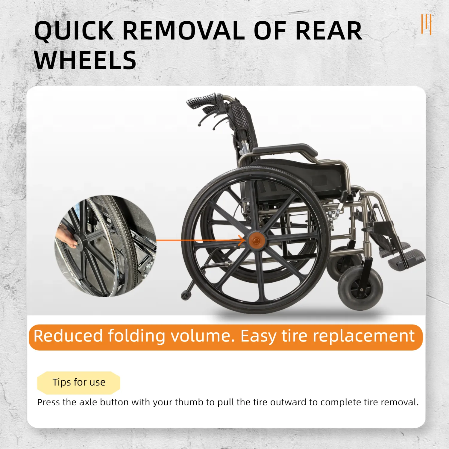 wheelchair with removable wheel