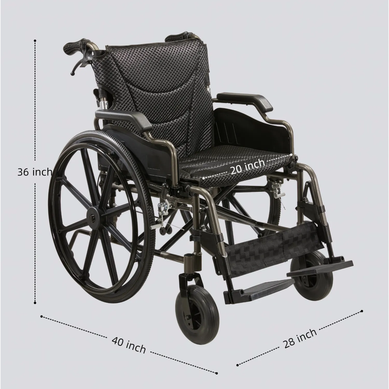 All-in-One Rolling Chair – 20" Seat, Quick-Release Wheels & Dual Brakes