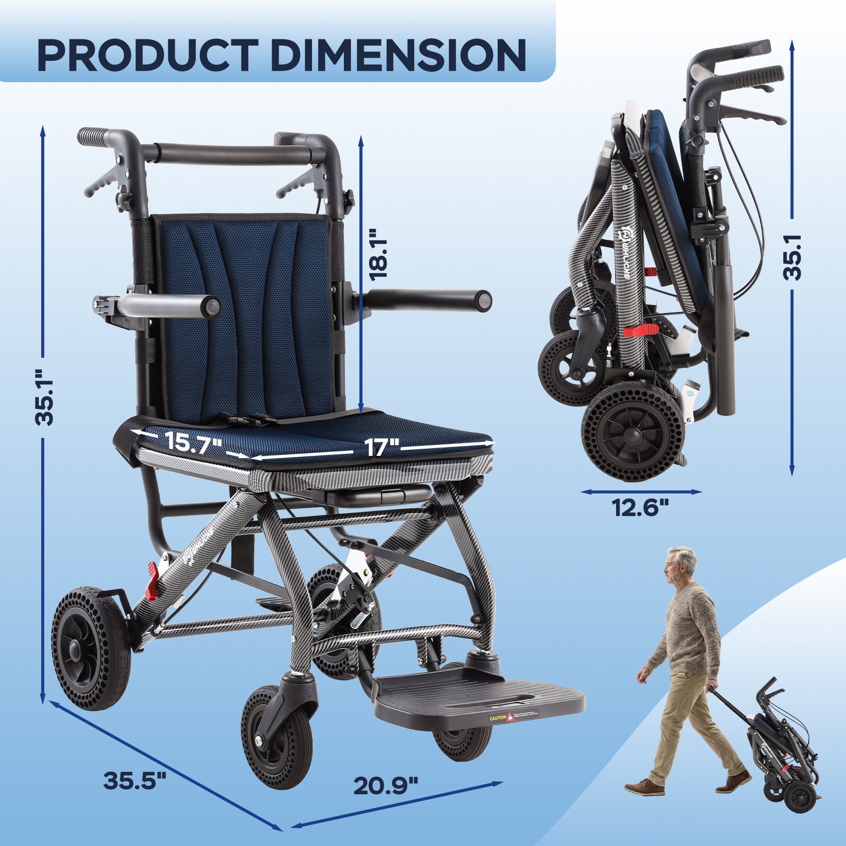 2-in-1 Transport Wheelchair & Shower Chair