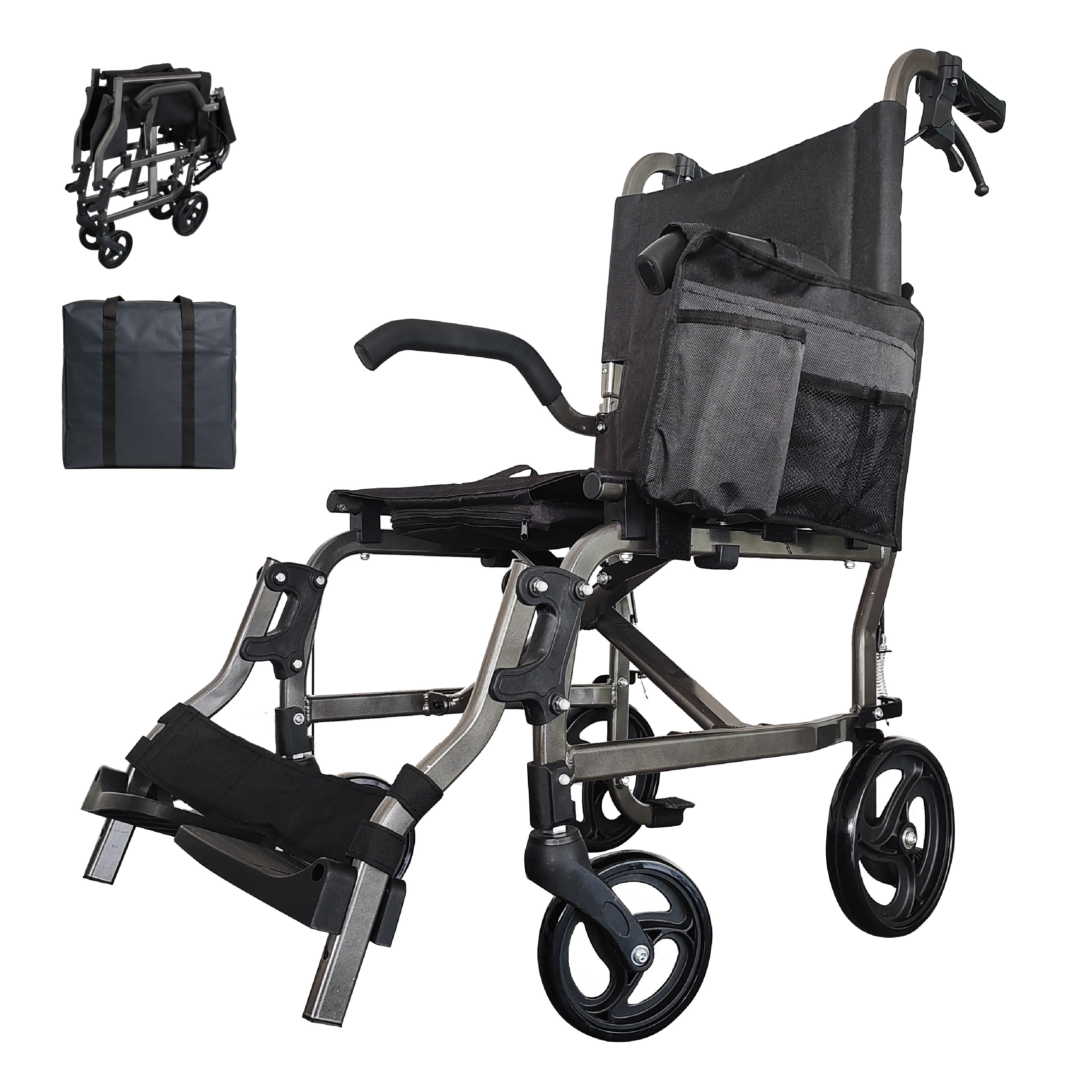 Ultra-Light Folding Travel Wheelchair with Compact Design