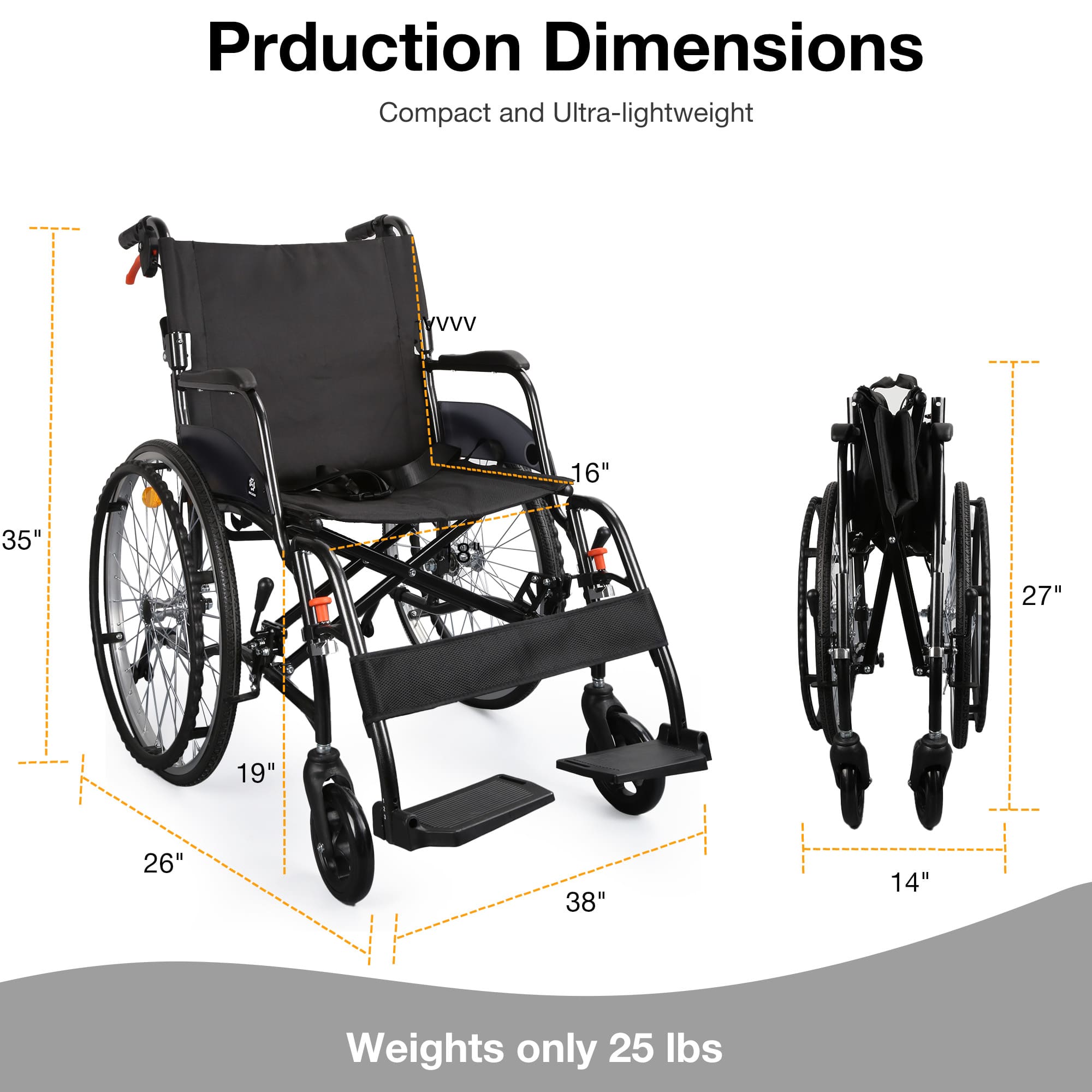 folding wheelchair 264lb capacity