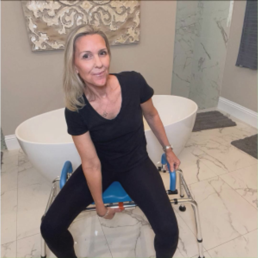 Load video: extended shower chair
