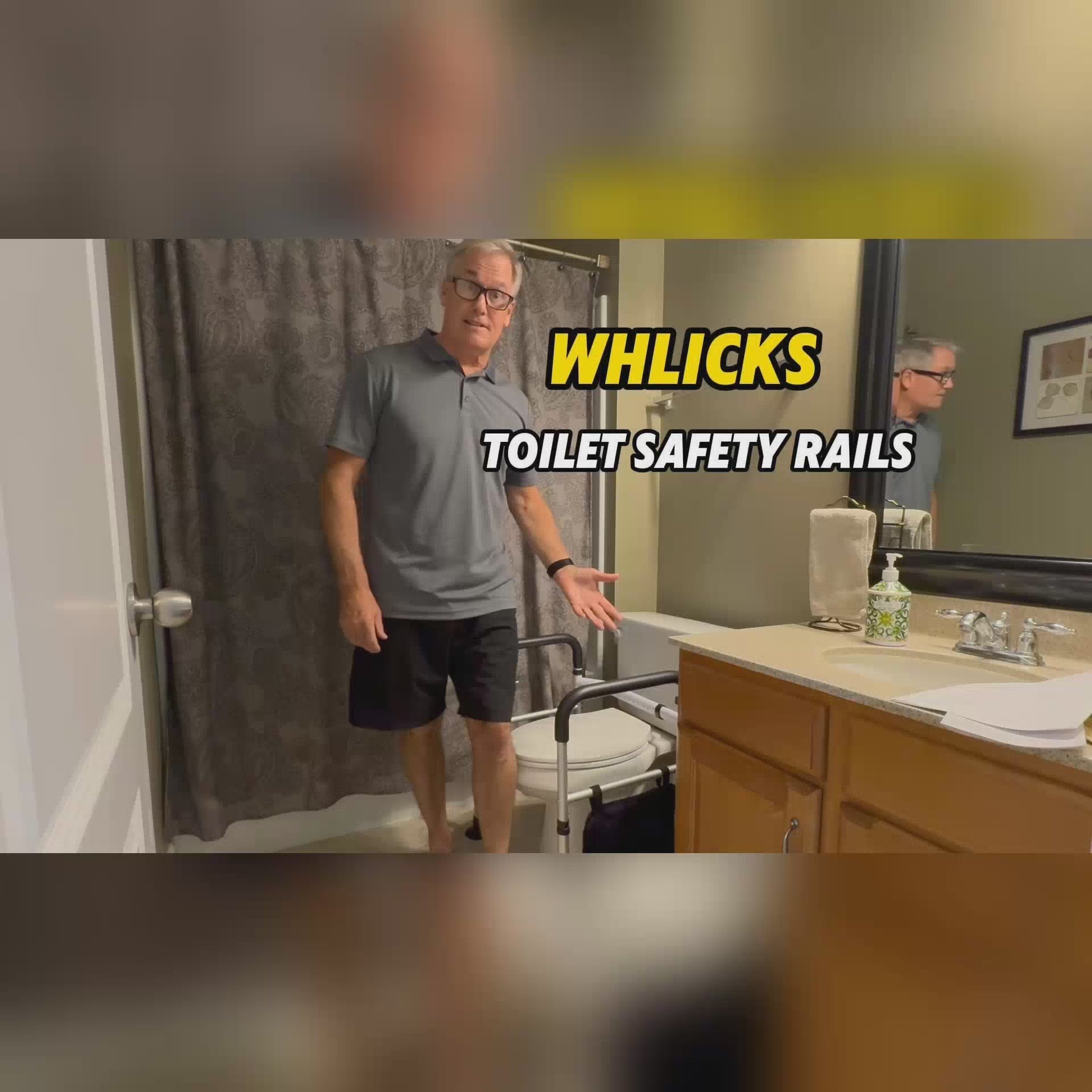 WHLICKS Toilet Safety Rails for Seniors – Adjustable, Foldable, Supports 350 lbs
