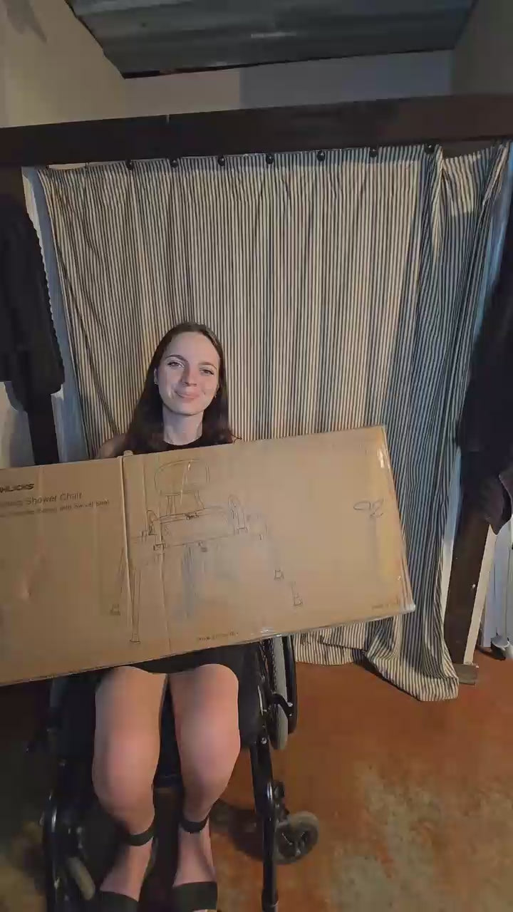 Load video: portable shower chair