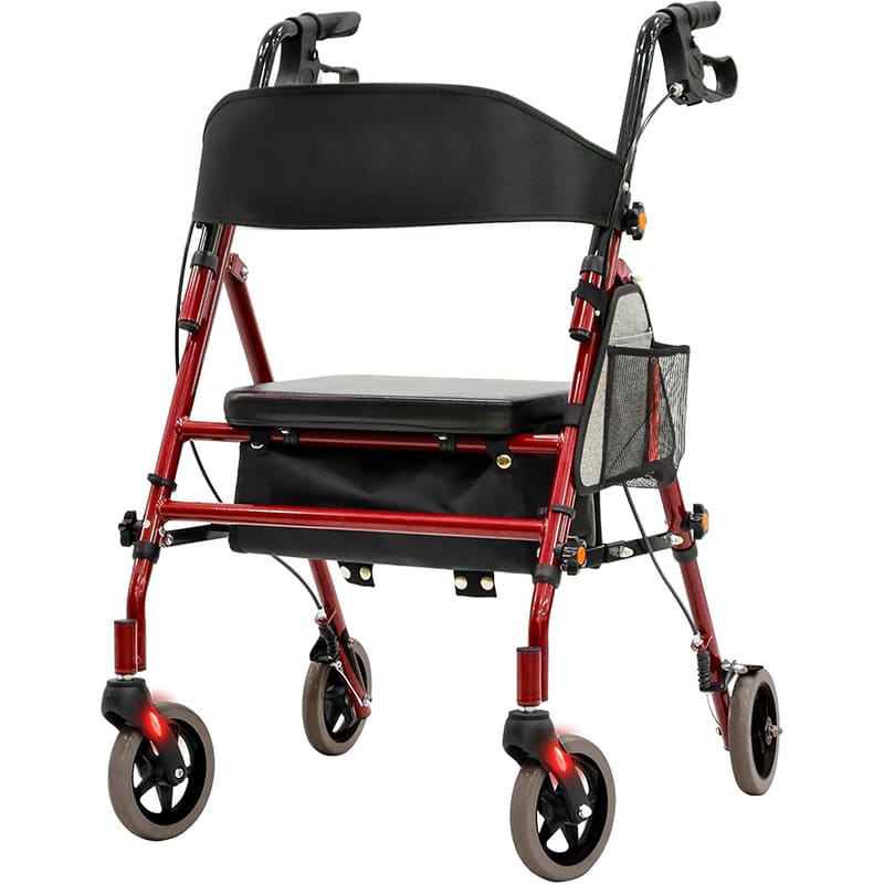 WHLICKS Lightweight Rollator Walker with Seat for Seniors