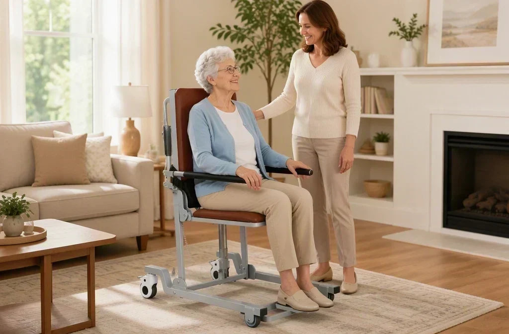 Electric floor lift chair for elderly fall recovery at home