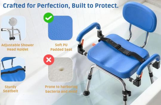 Best Sliding Shower Chairs with 360° Swivel Seats for Easy and Safe Bathing | WHLICKS