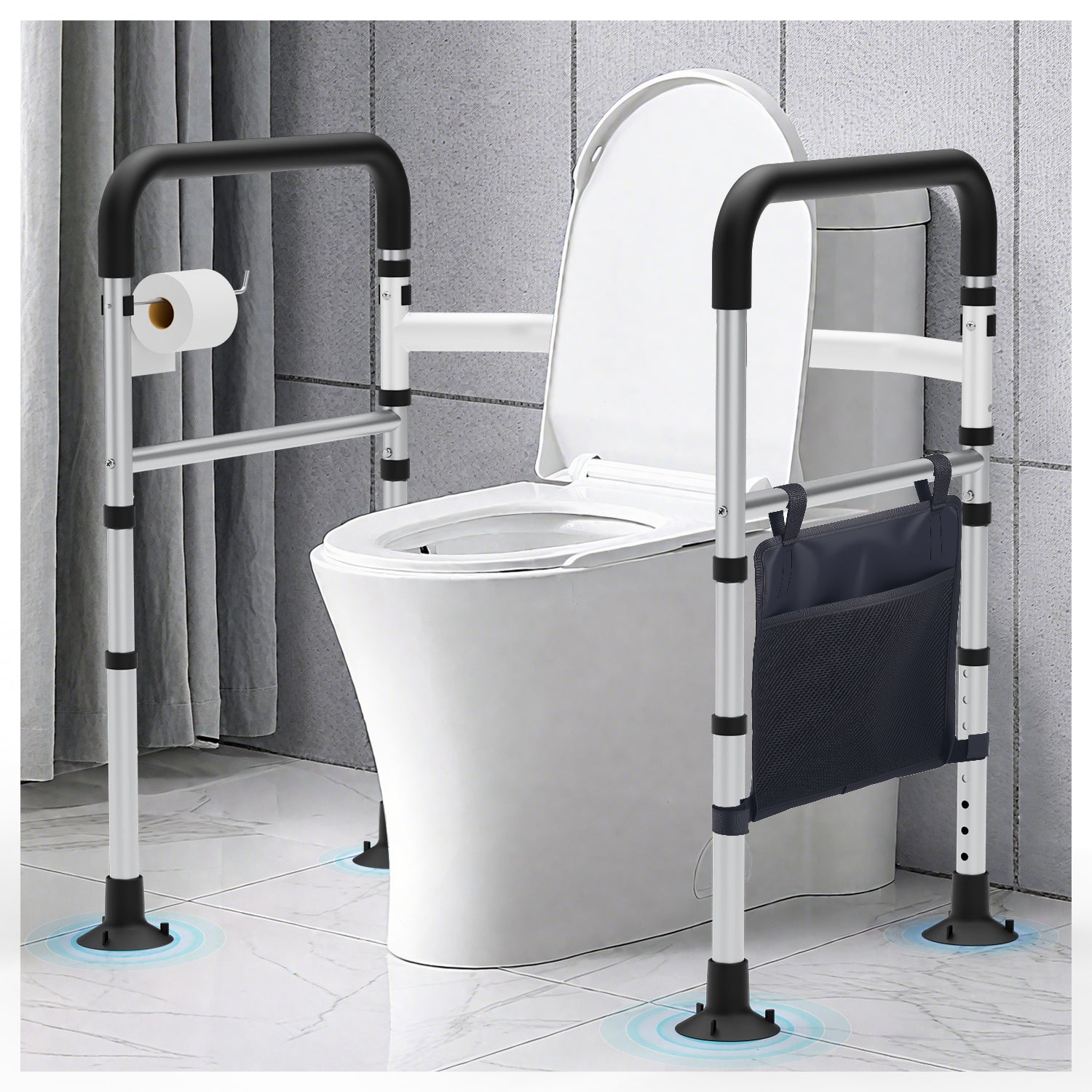 WHLICKS Toilet Safety Rails for Seniors – Adjustable, Foldable, Supports 350 lbs