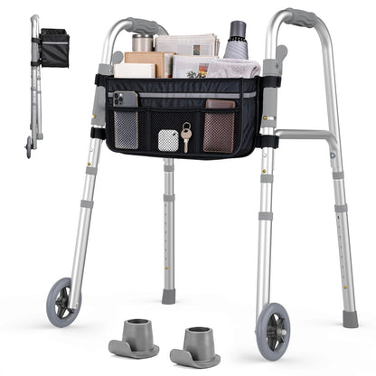 Folding Walkers for Seniors with Storage Bag & Rear Ski Glides