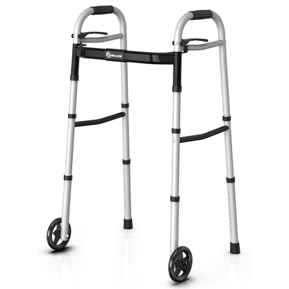 Folding Walker for Seniors – Lightweight Aluminum Walker with Adjustable Height &Width