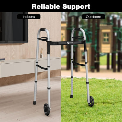 Folding Walker for Seniors – Lightweight Aluminum Walker with Adjustable Height &Width
