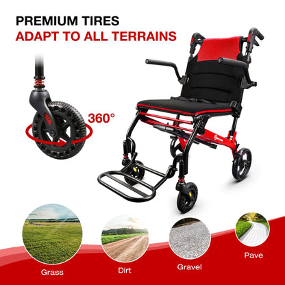 Red and black wheelchair with premium tires#color_red