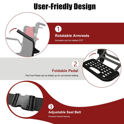 Aluminium-Transportrollstuhl – Leicht & faltbar
