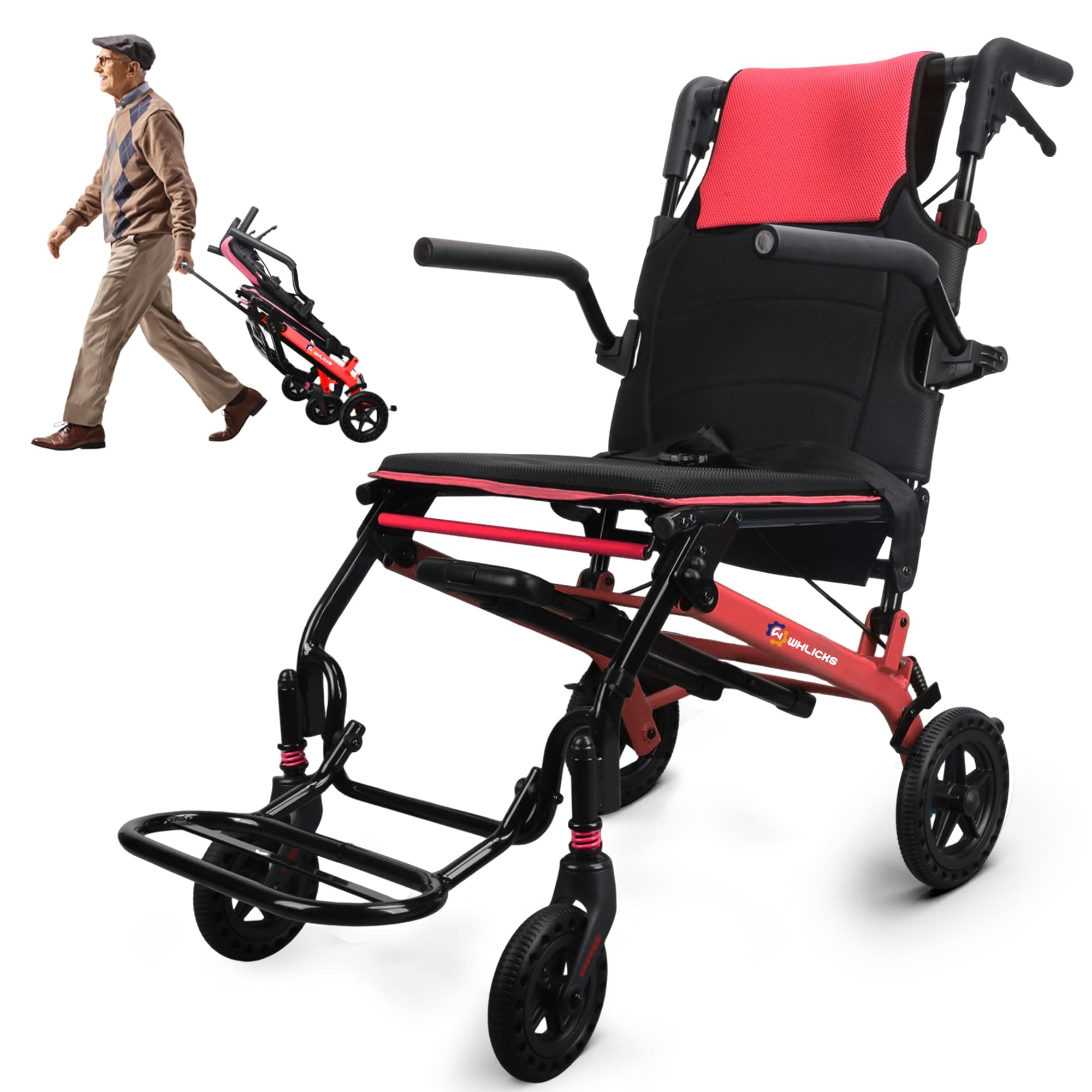 Ultra-Lightweight Transport Wheelchair with Luggage Handle