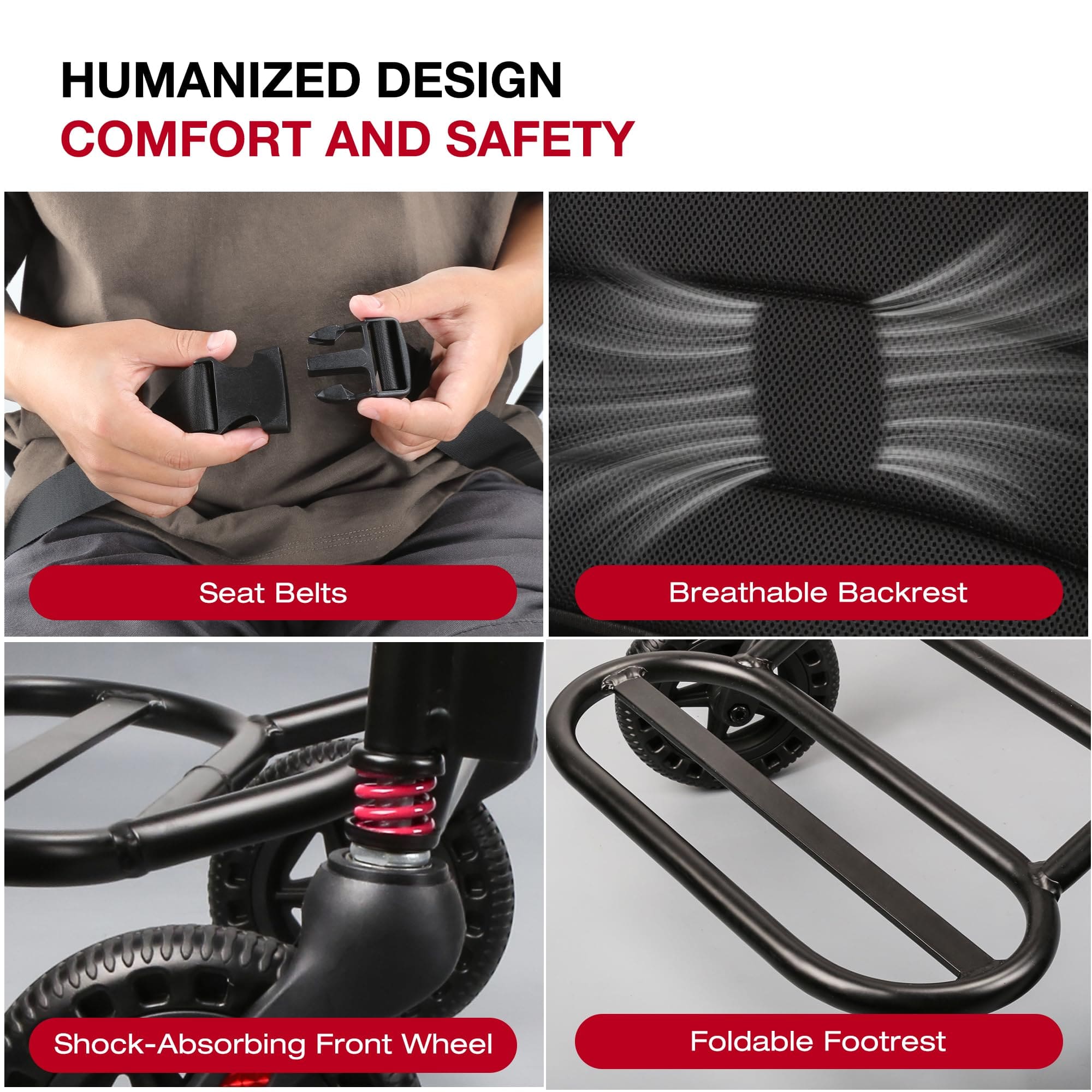 Ultra-Lightweight Transport Wheelchair with Luggage Handle