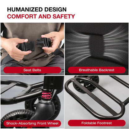 Ultra-Lightweight Transport Wheelchair with Luggage Handle