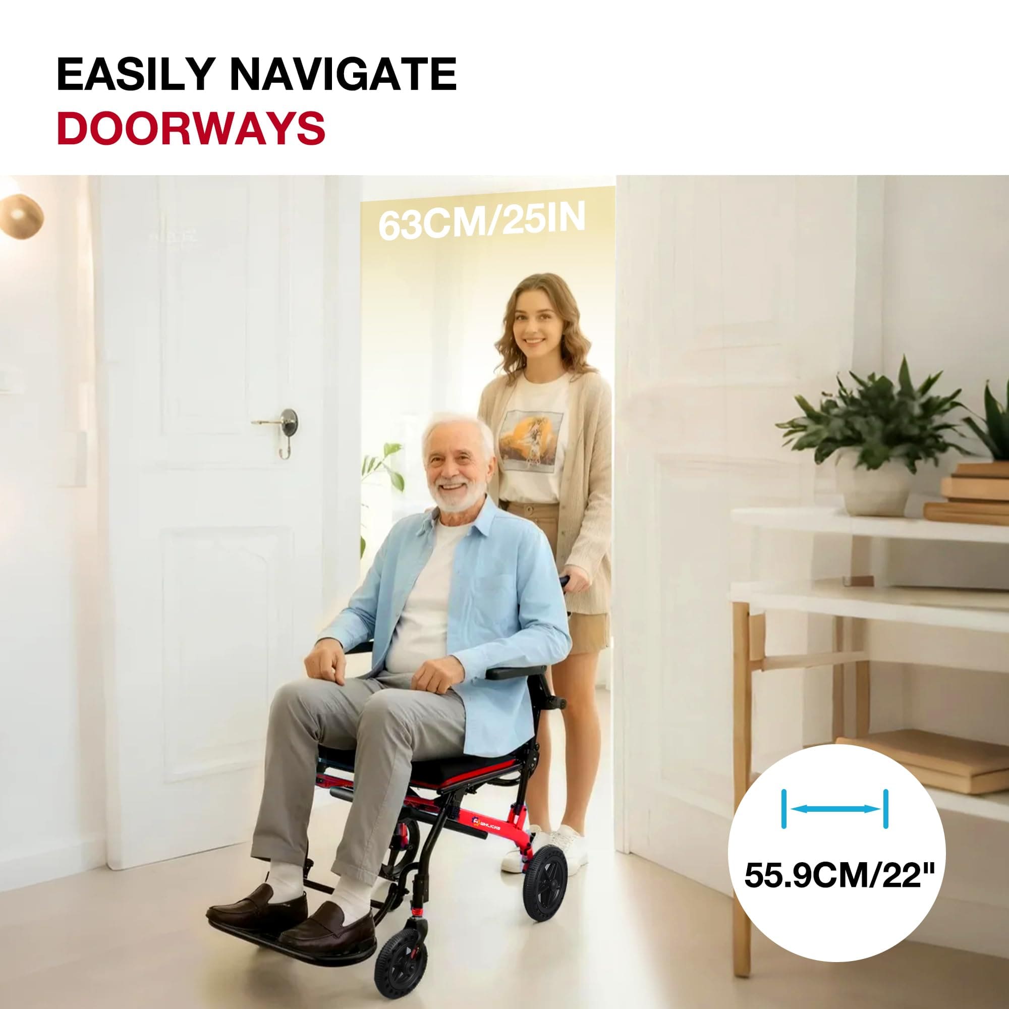 Ultra-Lightweight Transport Wheelchair with Luggage Handle