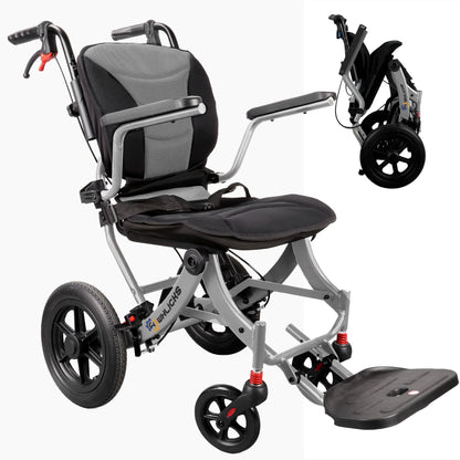 A04S Foldable Wheelchair – Ergonomic Travel Chair with 11″ All-Terrain Wheels