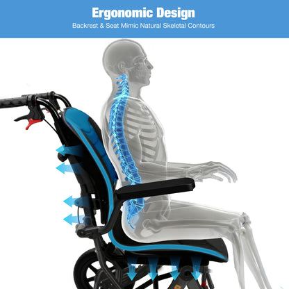 A04S Foldable Wheelchair – Ergonomic Travel Chair with 11″ All-Terrain Wheels