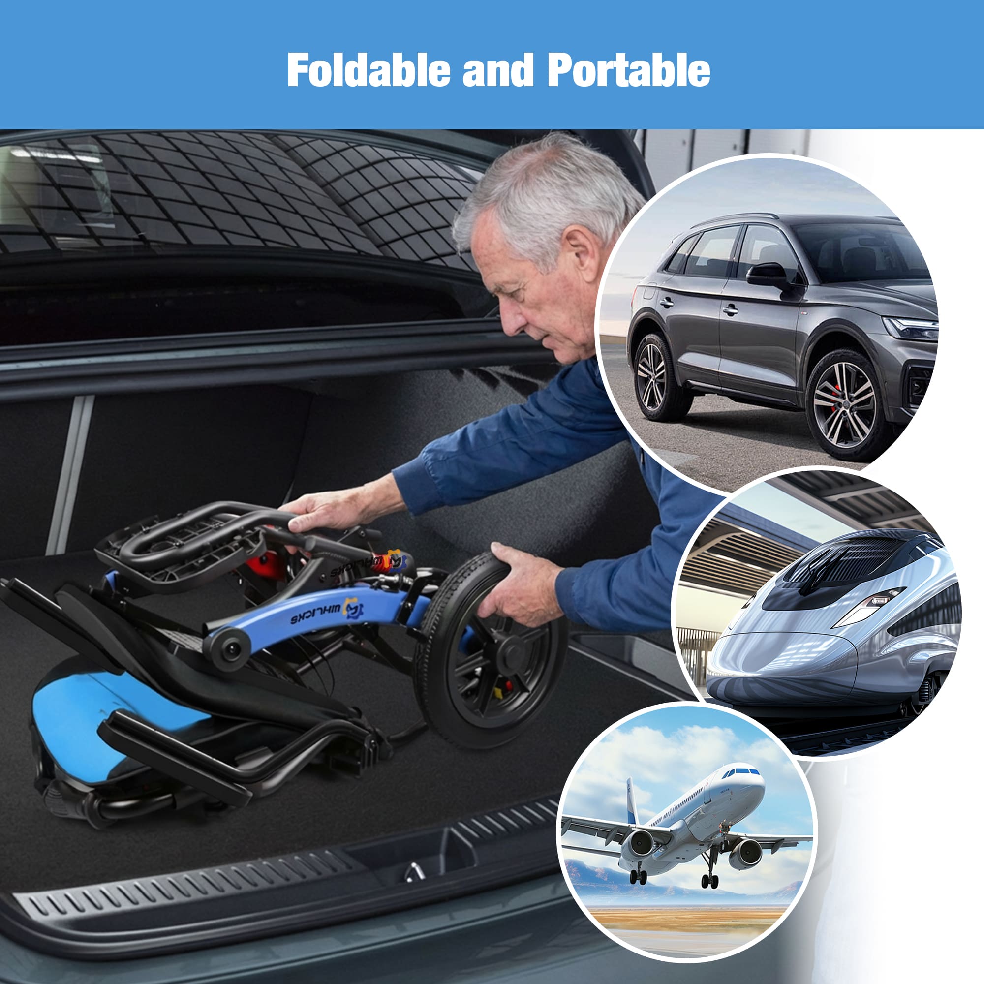 A04S Foldable Wheelchair – Ergonomic Travel Chair with 11″ All-Terrain Wheels