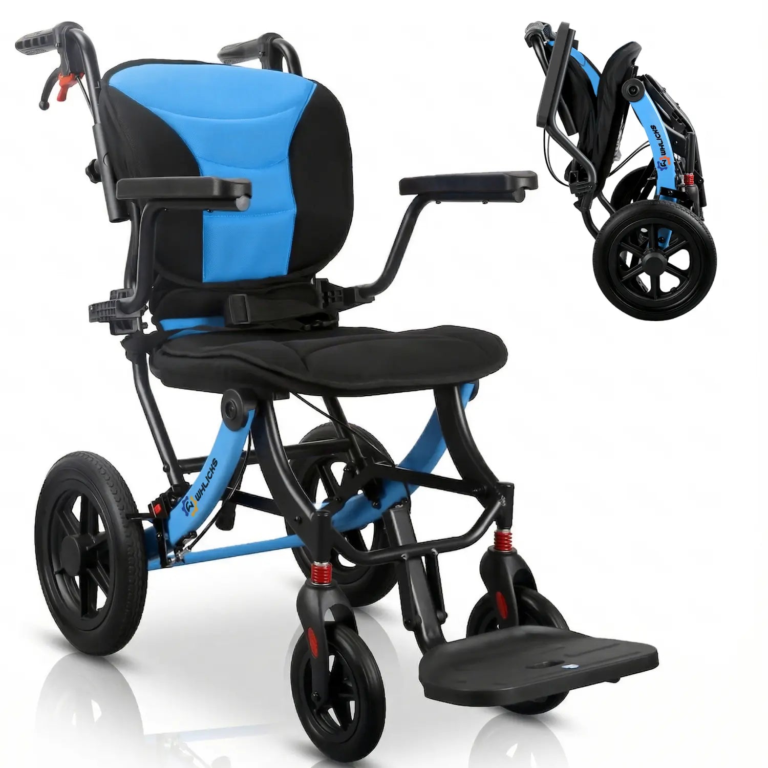 A04S Foldable Wheelchair – Ergonomic Travel Chair with 12″ All-Terrain Wheels