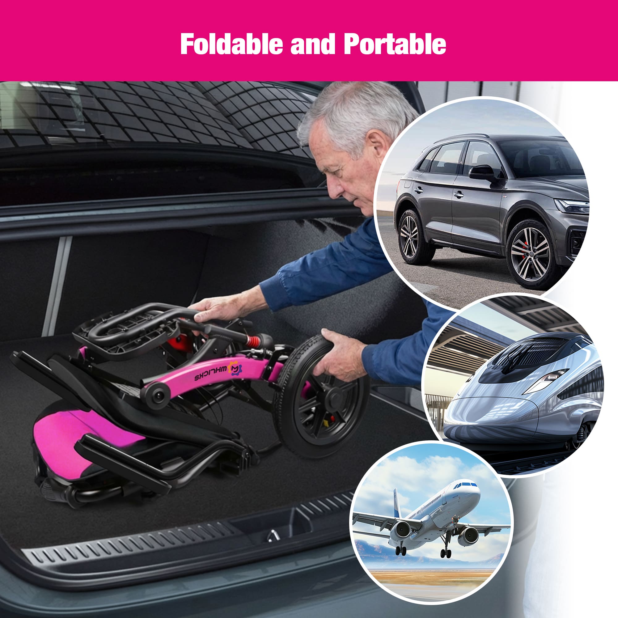 A04S Foldable Wheelchair – Ergonomic Travel Chair with 11″ All-Terrain Wheels