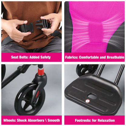 A04S Foldable Wheelchair – Ergonomic Travel Chair with 11″ All-Terrain Wheels