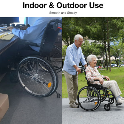 Wheelchair being used indoors and outdoors#color_black