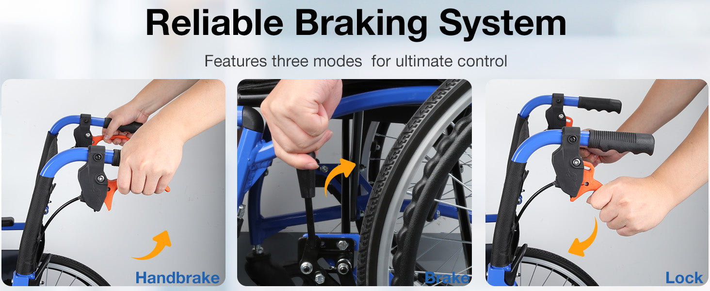 Whlicks wheelchair has a reliable braking system