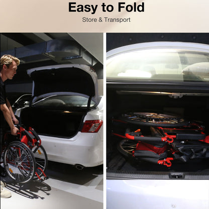  folding a wheelchair and placing it into a car trunk#color_red