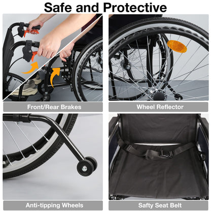 manual wheelchair for safety guarantee#color_black