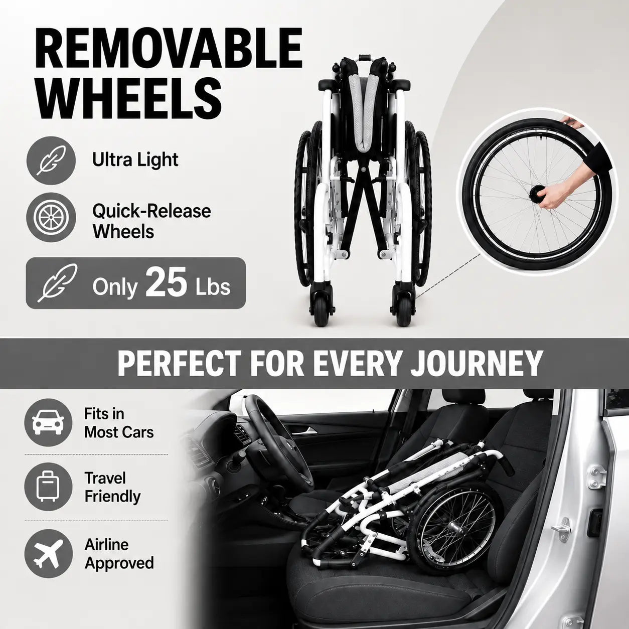 Premium Manual Wheelchair – 6 Colors, Lightweight & Ergonomic