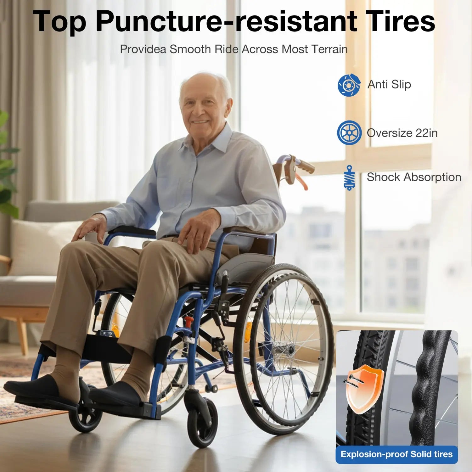 Lightweight Manual Wheelchair with Quick-Release Wheels